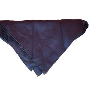 Vintage By Ashear Italian All Silk Rolled Pocket Square Navy Blue Solid
